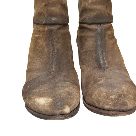 Rag & Bone Brown Suede Heeled Ankle Boots Womens 8.5 Distressed Zip Booties - Picture 5 of 9